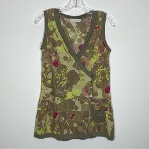 cache cache Floral Mock Wrap Peplum Hem Top